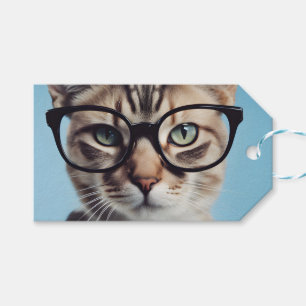 Étiquettes-cadeau Chat portant des lunettes