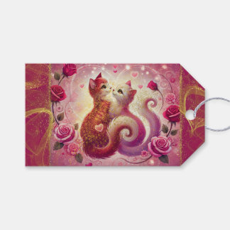 Étiquettes-cadeau Chat Retro Maroon -