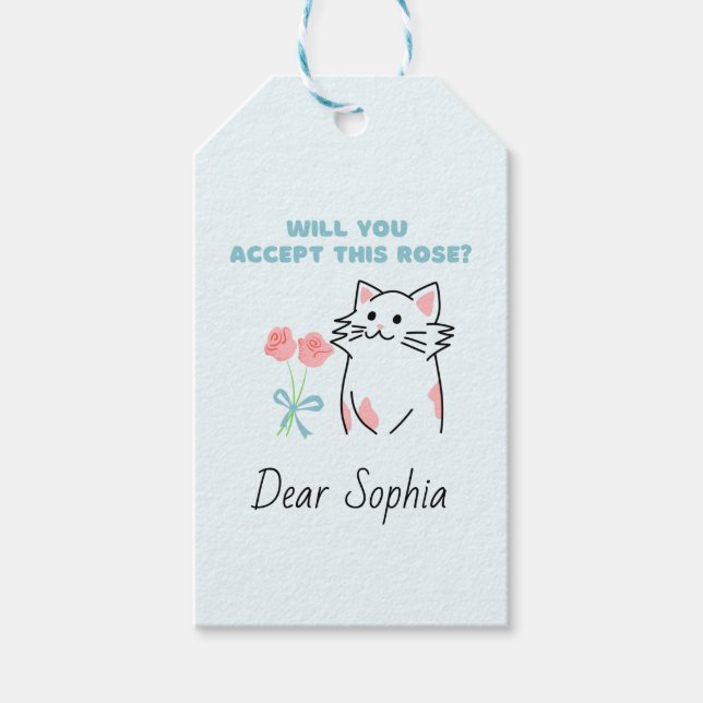 Étiquettes-cadeau Chat&Rose adorable  (Devant)