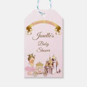 Étiquettes-cadeau Château de Princesse Royale Carrosse Rose Or Fille