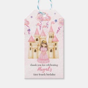 Étiquettes-cadeau Château Rose Conte de Fées Princesse Anniversaire