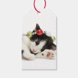 Étiquettes-cadeau Chaton de matin de Noël