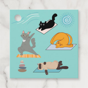 Étiquettes Cadeau Chats Amusants À Yoga Cadeau Anniversaire