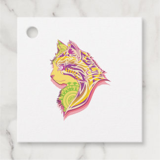 Étiquettes Cadeau Chats Amusants Élevez Mandala Head Idées Cadeaux