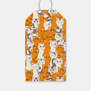 Étiquettes-cadeau Chats blancs et gingembre motif yeux verts yeux bl