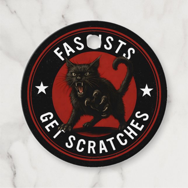 Étiquettes Cadeau Chats contre les fascistes (Devant)
