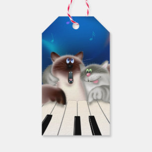 Étiquettes-cadeau Chats jouant le piano