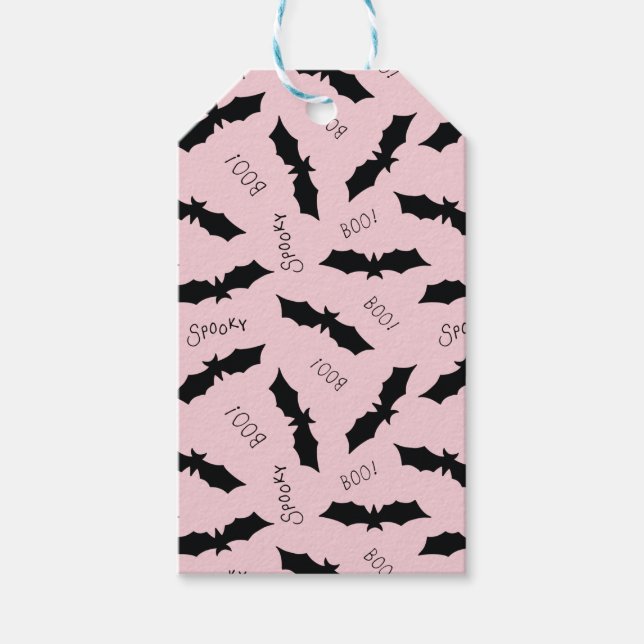 Étiquettes-cadeau Chats roses de la fête d'Halloween (Devant)