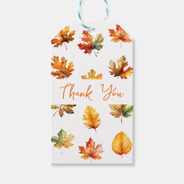 Étiquettes-cadeau Chaud automne laisse Merci Favoriser (Devant)
