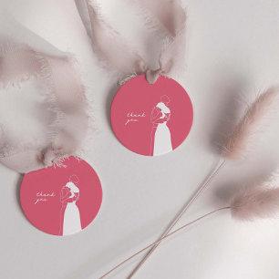 Étiquettes Cadeau CHAUD ROSE moderne main-tiré Couple Mariage TAG