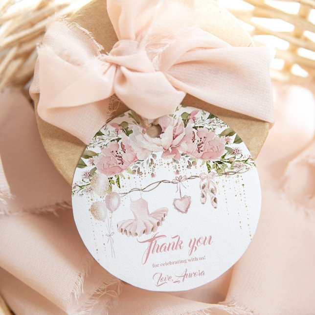 Étiquettes Cadeau Chaussure Ballerina danse florale et anniversaire  (Créateur téléchargé)