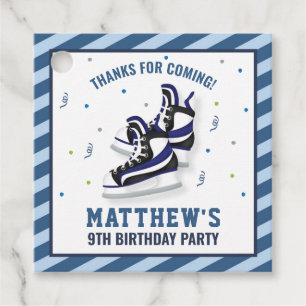 Étiquettes Cadeau Chaussures de patinage sur glace Bleu Anniversaire