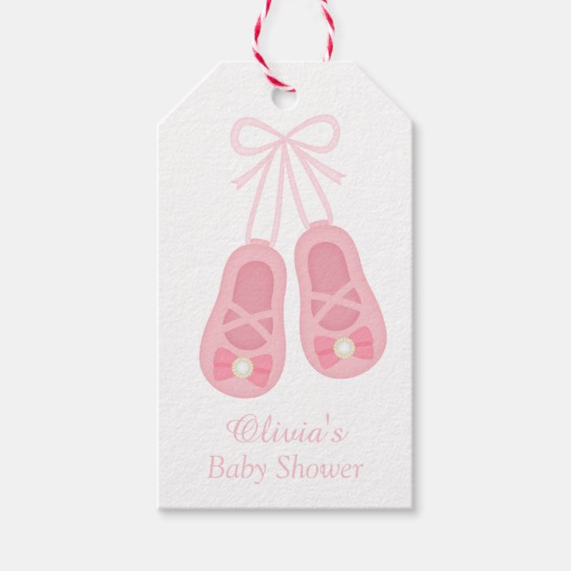 Étiquettes-cadeau Chaussures fille mignonne Ballerina Baby shower Ét (Devant)