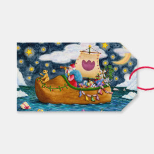 ÉTIQUETTES-CADEAU CHAUSSURES NÉERLANDAISES PÈRE NOËL SHIP, ICEBERGS,