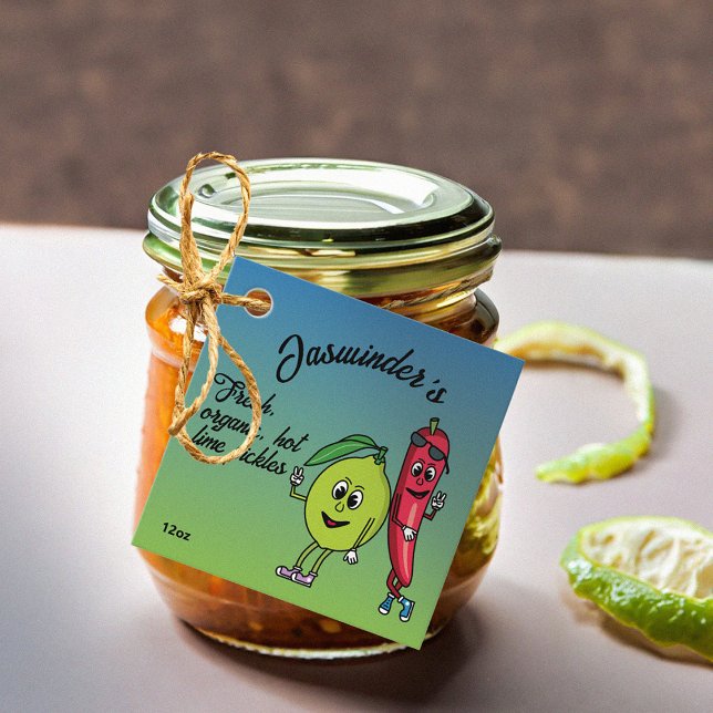 Étiquettes Cadeau Chaux et poivrons Pals Drôle Cartoon Lime Picks (Créateur téléchargé)