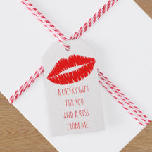 Cheeky Kiss Red Lipstick Lip Imprimer Cadeau Tags