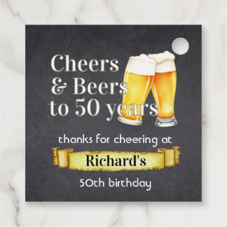 Étiquettes Cadeau Cheers and Beers 50 Years Simple Vintage Black
