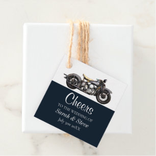 Étiquettes Cadeau Cheers Motorcycle Vintage Mariage Date Mariée Sall