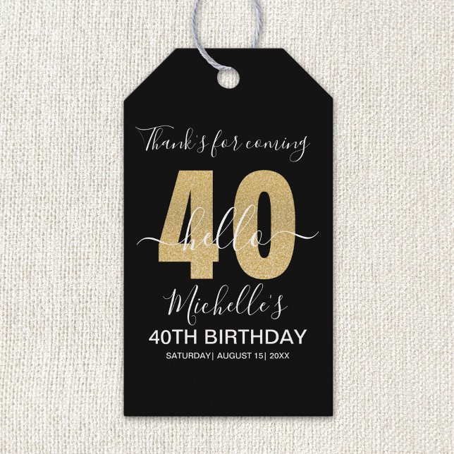 Étiquettes-cadeau Cheers to 40! Elegant 40th Birthday with Golden (Créateur téléchargé)