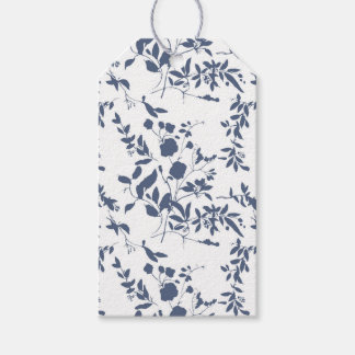 Étiquettes-cadeau Chemise à motif de feuillage bleu