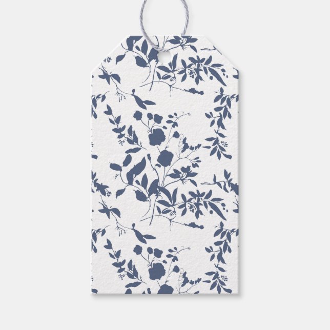 Étiquettes-cadeau Chemise à motif de feuillage bleu (Devant)