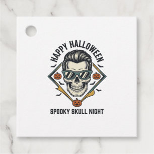 Étiquettes Cadeau Chemise crâne Halloween Gravure vintage Graphique_