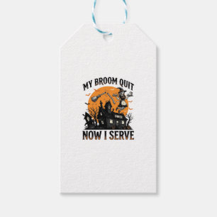 Étiquettes-cadeau Chemise d'attendant d'Halloween Balai Cassa Humour