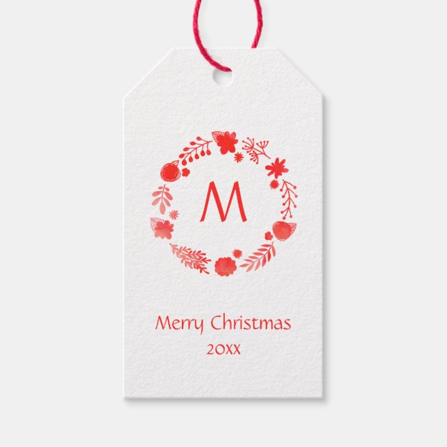 Étiquettes-cadeau Chemise de Noël en aquarelle rouge (Devant)