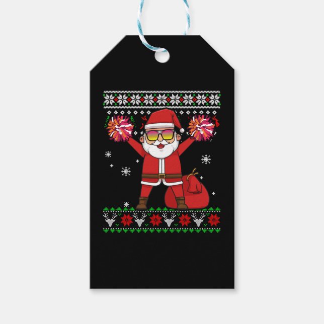 Étiquettes-cadeau Chemise Noël Cheerleader Père Noël (Devant)