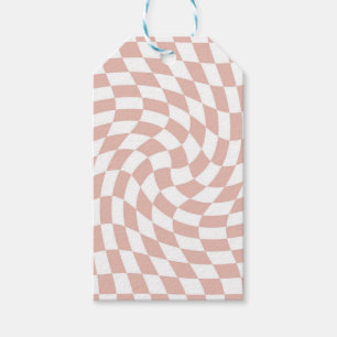 Étiquettes-cadeau Chèques Retro Dusty Rose rose sable À damiers