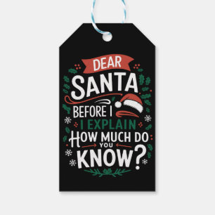 Étiquettes-cadeau Cher Père Noël avant de vous expliquer combien en
