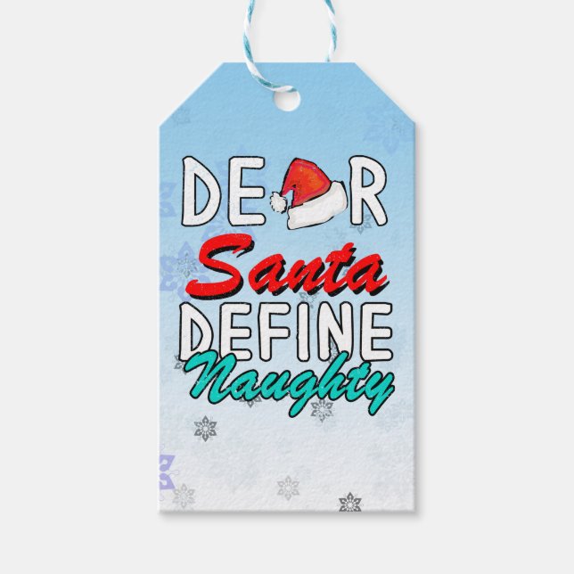 Étiquettes-cadeau Cher Père Noël, Définir Naughty—Joli Noël (Devant)