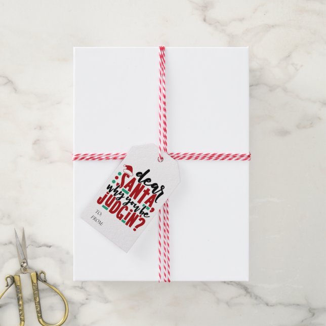 Étiquettes-cadeau Cher Père Noël, pourquoi vous faites preuve de jug (Avec de la ficelle)