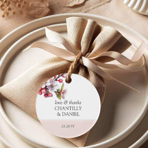 Étiquettes Cadeau Cherry Blossom rose et blanc Mariage favori Tags