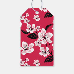 ÉTIQUETTES-CADEAU CHERRY BLOSSOM - SAKURA (ROUGE)