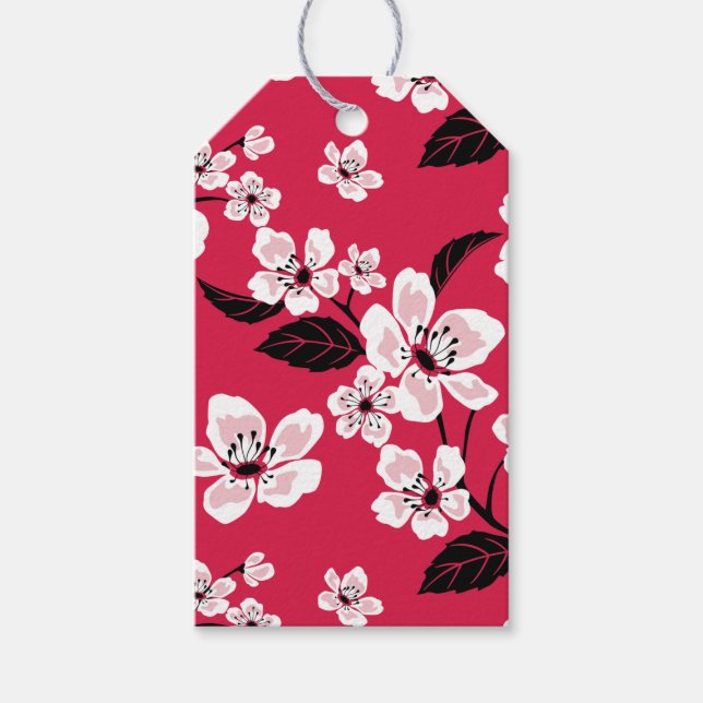 ÉTIQUETTES-CADEAU CHERRY BLOSSOM - SAKURA (ROUGE) (Devant)