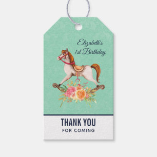Étiquettes-cadeau Cheval à Rocks vintage avec Bouquet Floral Anniver