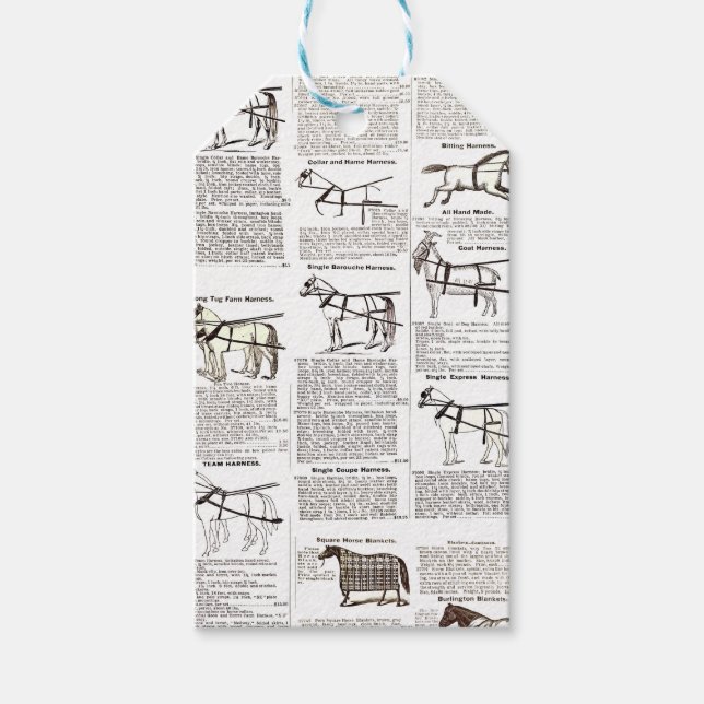 Étiquettes-cadeau Cheval Antique Publicité Journal Art (Devant)