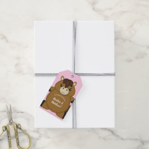 Étiquettes-cadeau Cheval Baby shower fille rose