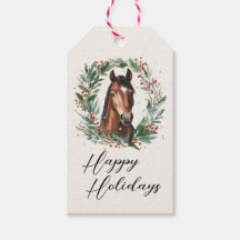 Cheval Festif Noël Wreath Joyeuses Fêtes