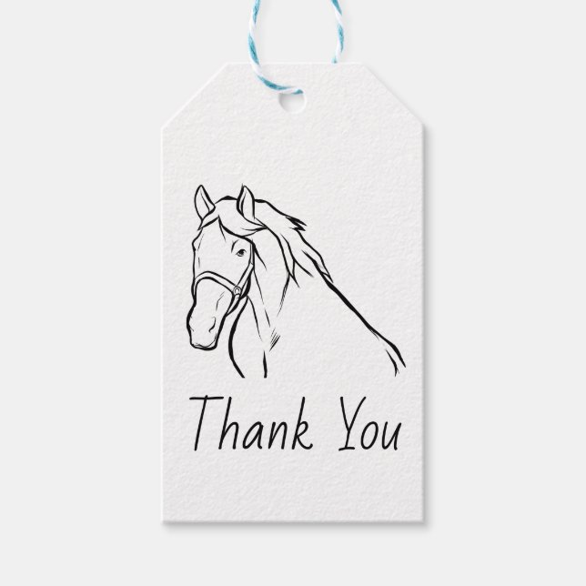 Étiquettes-cadeau Cheval Merci Equestre Pony Pays Ouest (Devant)