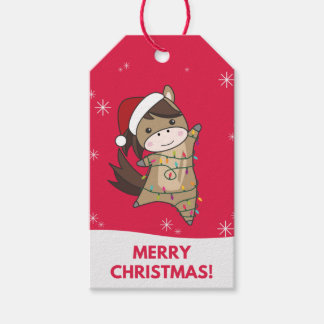 Étiquettes-cadeau Cheval Pony Noël Neige Hiver Animaux Chevaux Gi