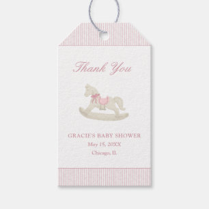 Étiquettes-cadeau Cheval rose Fille Baby shower Merci