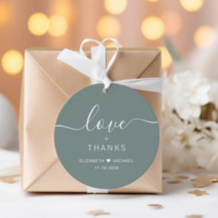 Étiquettes Cadeau Chic Amour Et Remerciements Mariage Vert Sauge