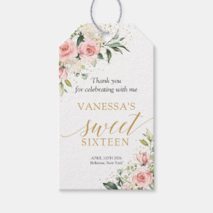 Étiquettes-cadeau Chic aquarelle fleurs rousses sage seize 16e