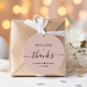 Étiquettes Cadeau Chic Avec Amour Merci Mariage rose