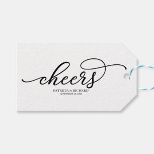 Étiquettes-cadeau Chic Black Script Cheers Wine Bottle Tags
