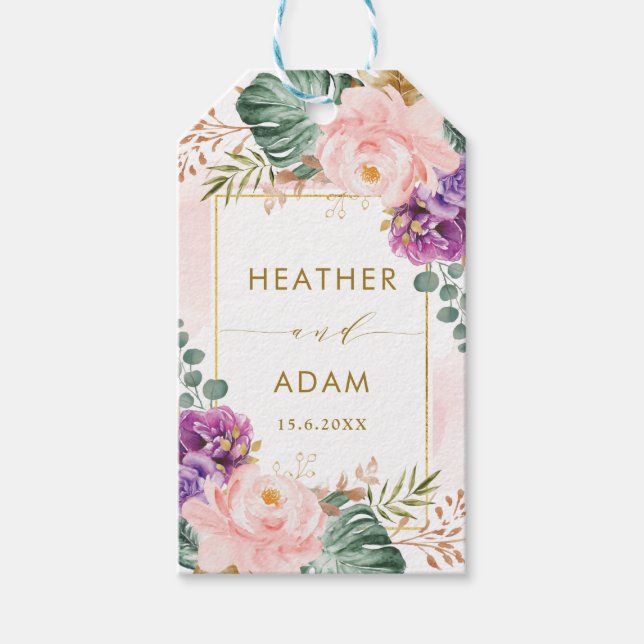 Étiquettes-cadeau Chic Bohème Tropical Floral Mariage (Devant)