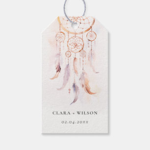 Étiquettes-cadeau Chic Boho Feather Dreamcatcher Watercolor Mariage