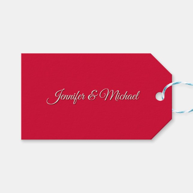 Étiquettes-cadeau Chic Calligraphie Élégant Cerisier Rouge Personnal (Devant (Horizontal))